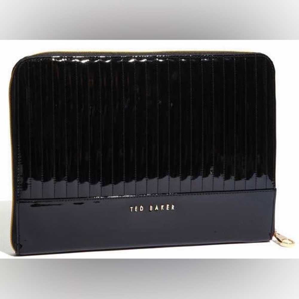 Ted Baker Black Patent IPad Tablet Zippered Case